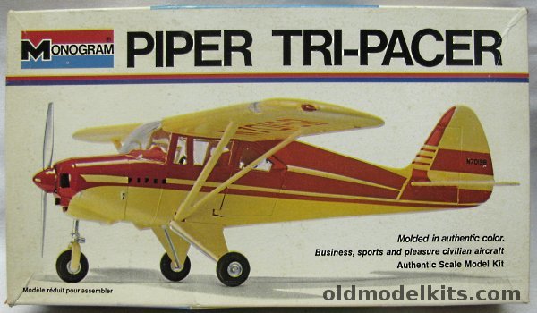 Monogram 1/32 Piper Tri-Pacer - Molded In Gloss Yellow Plastic, 6822 plastic model kit